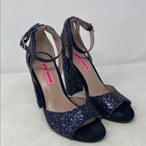 Betsey Johnson Glissten Open Toe Bling Ankle Strap Sandals